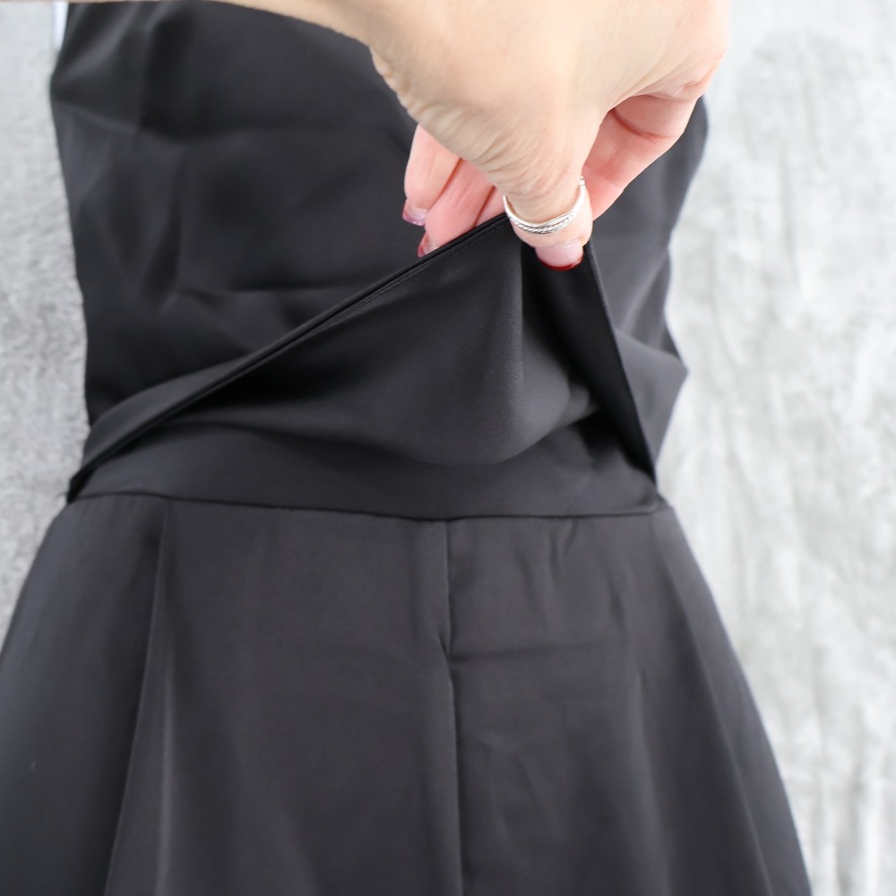 AQUA Halter Neck Wide Leg Satin Jumpsuit Womens 12 Black Hostess Event $268 NWT - Picture 8 of 16
